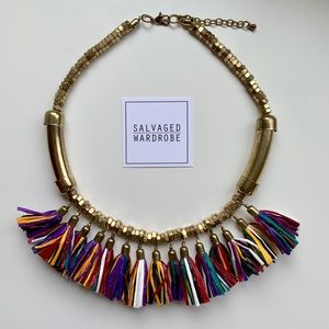 Tassels Statement Necklace Gold Multicolor